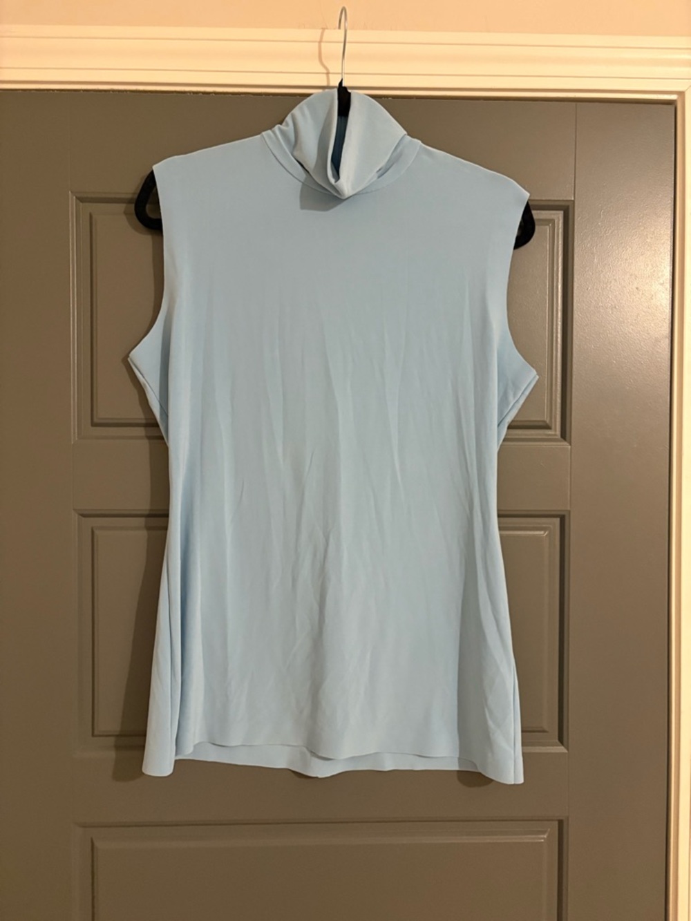 Norma Kamali Light Blue Sleeveless Turtleneck Top Size L